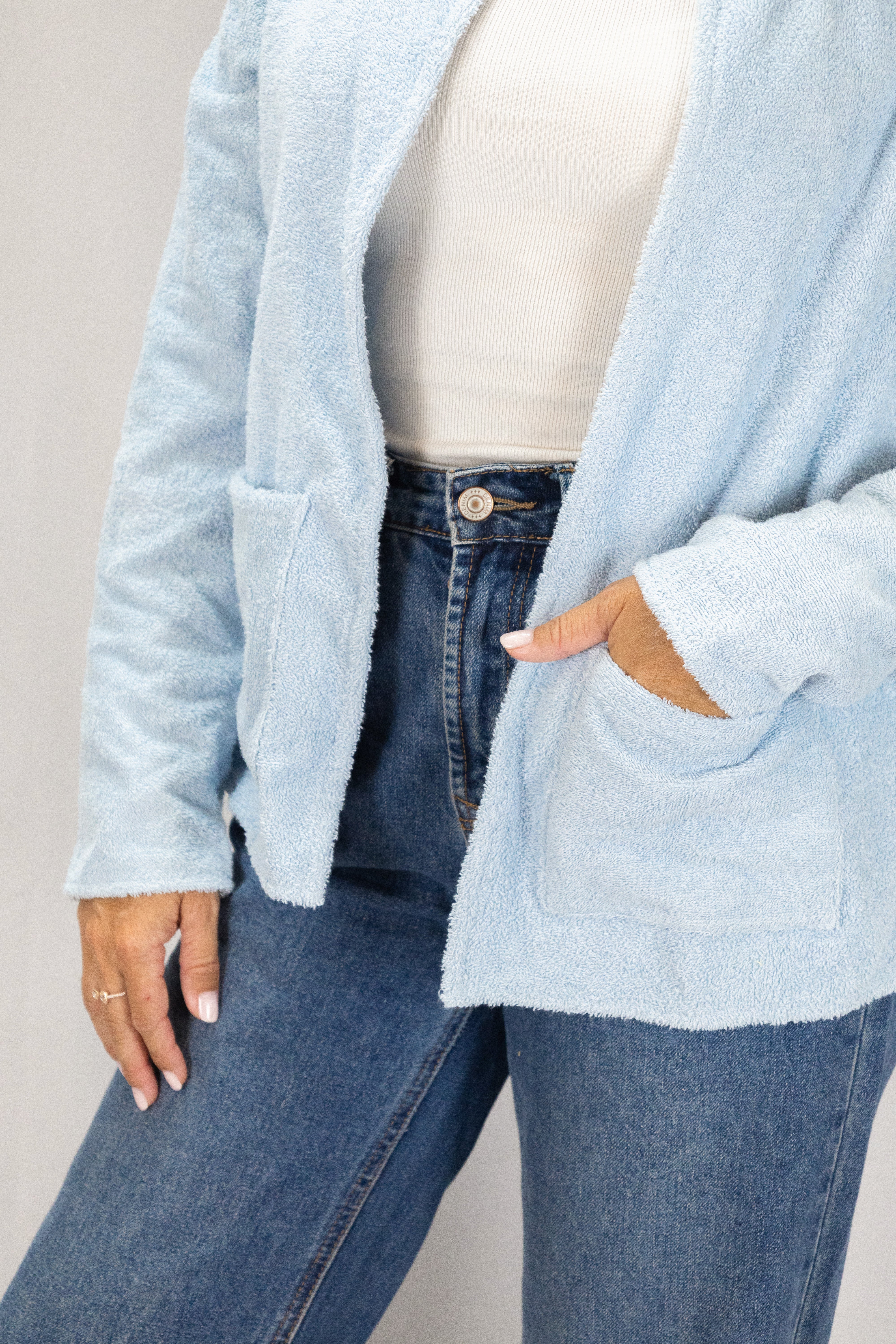 Hellblaue Frotteejacke