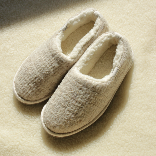 Petits chaussons fourrés marron pour bébé - Sao-Bio